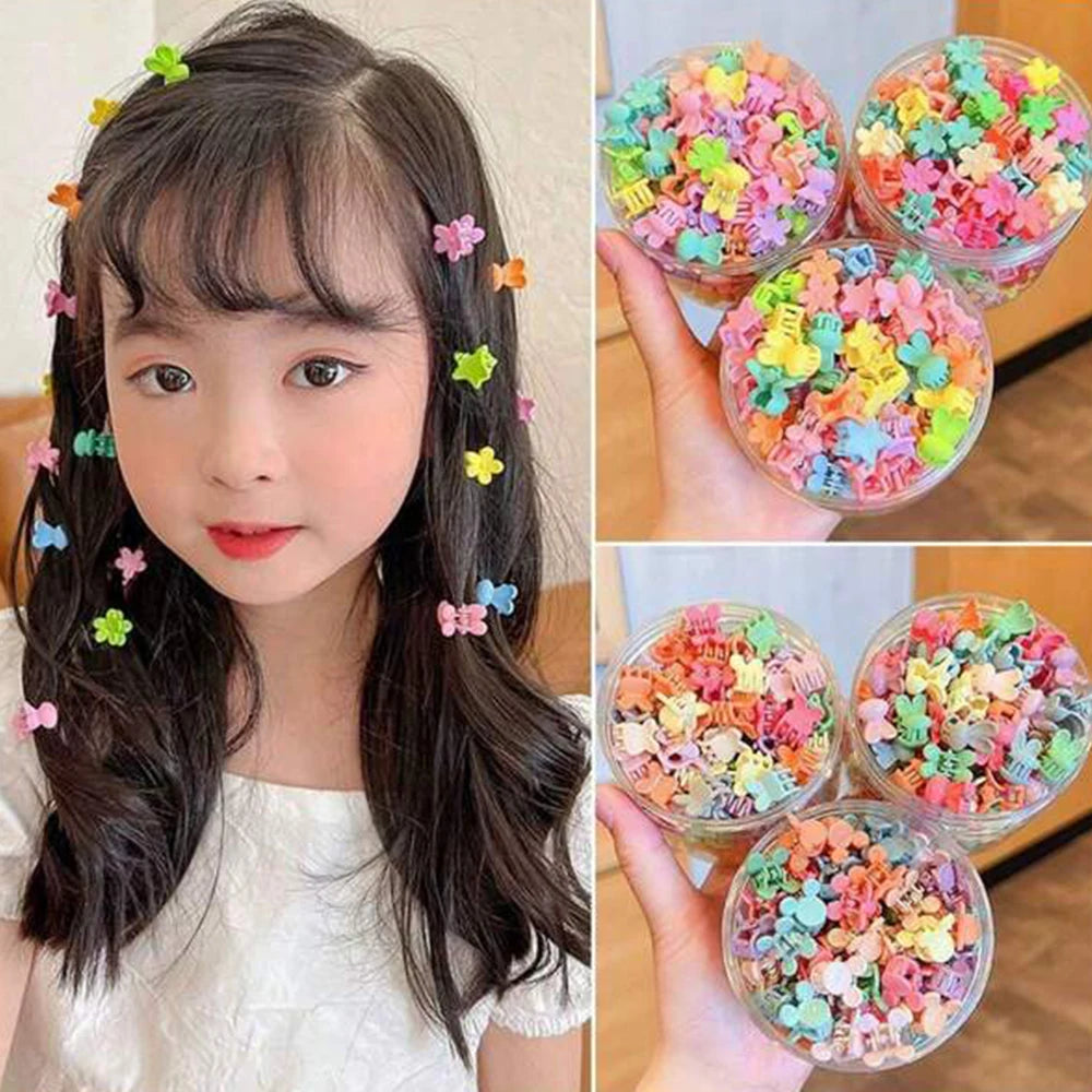 30Pcs/Lot Small Cute Hair Claws Clips For Girls Baby Colorful Hairpin Cartoon Rabbit Flower Crown Star Hair Clips Accessories