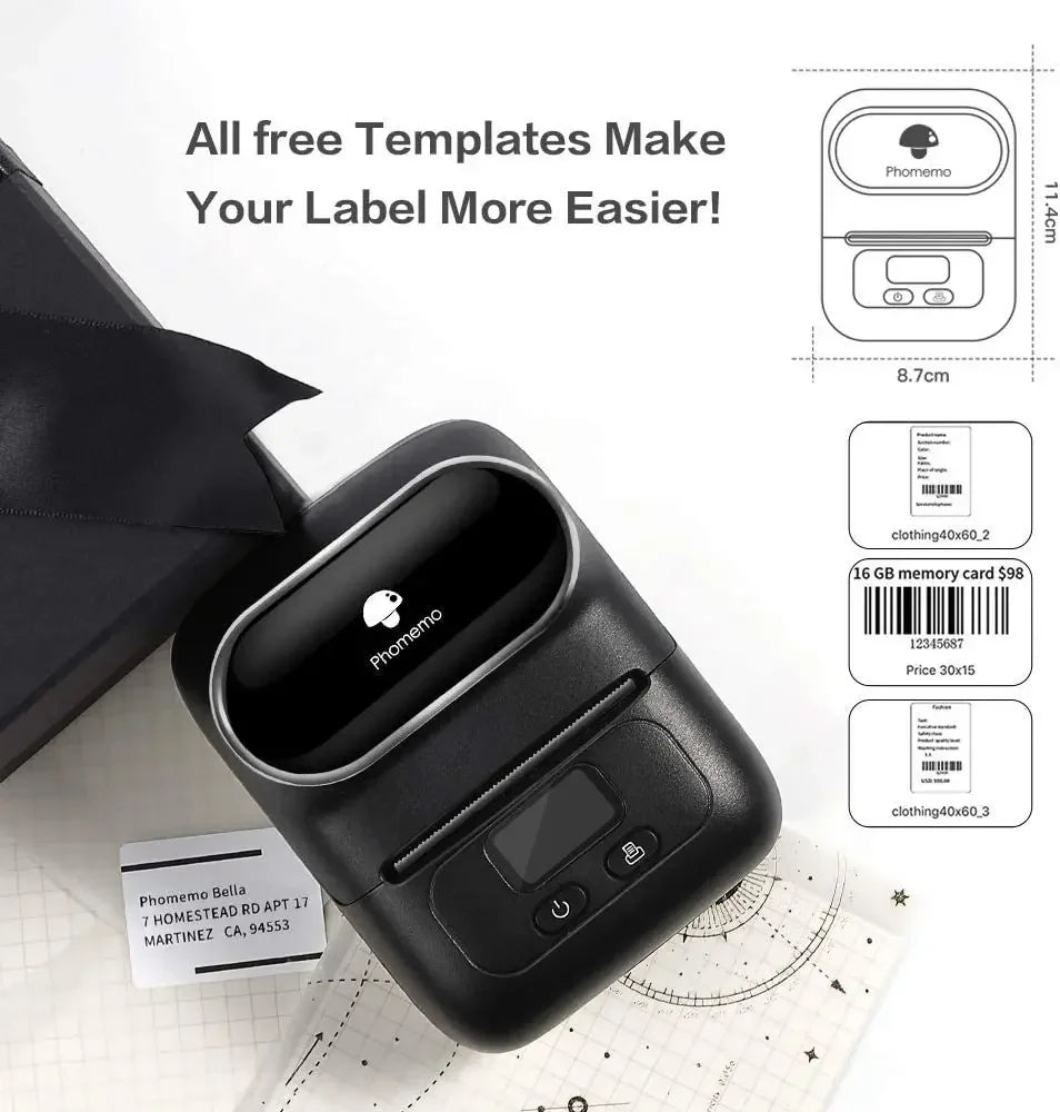 Phomemo M110 Phone Pocket Portable Wireless Mini Hand Sticker Printer Thermal Label Printer Sticker Machine