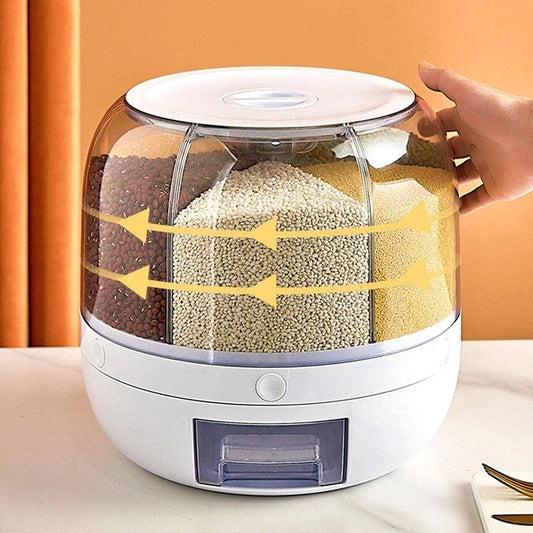 Kitchen Rotation 6kg Plastic Pet Rice Grain Dispenser Food Container Grain Bucket Storage Box Dispenser Housewarming Gift