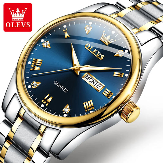 OLEVS Quartz Watch For Men Top Luxury Brand Business Men's Watches Waterproof Sports Watch Luminous Stainless Steel Wristwatches