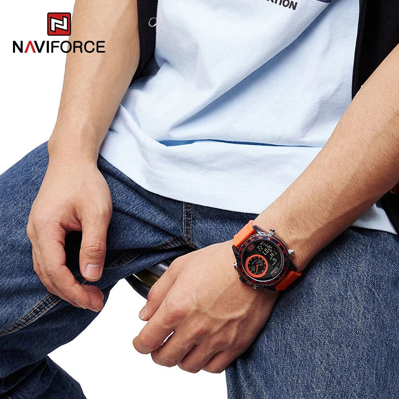 NAVIFORCE Military Sport Watches for Men Water Resistant Soft Silicone Strap Man Clock Luxury Luminous Male Wristwatches NF9199T