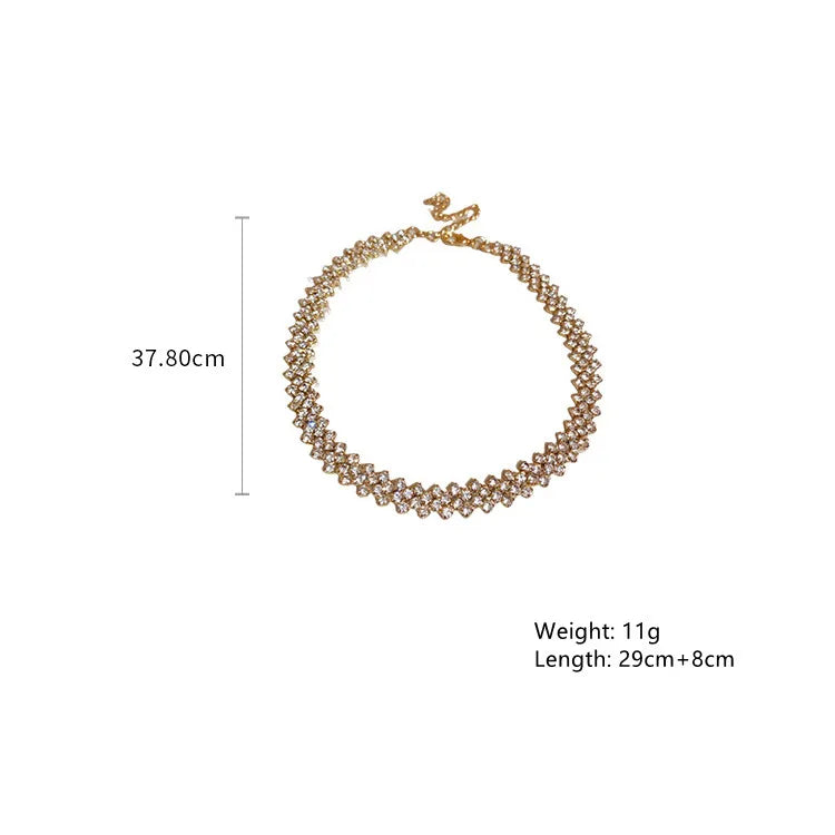 FYUAN Fashion Gold Color Rhinestone Choker Necklaces for Women Geometric Crystal Necklaces Weddings Jewelry Party Gifts