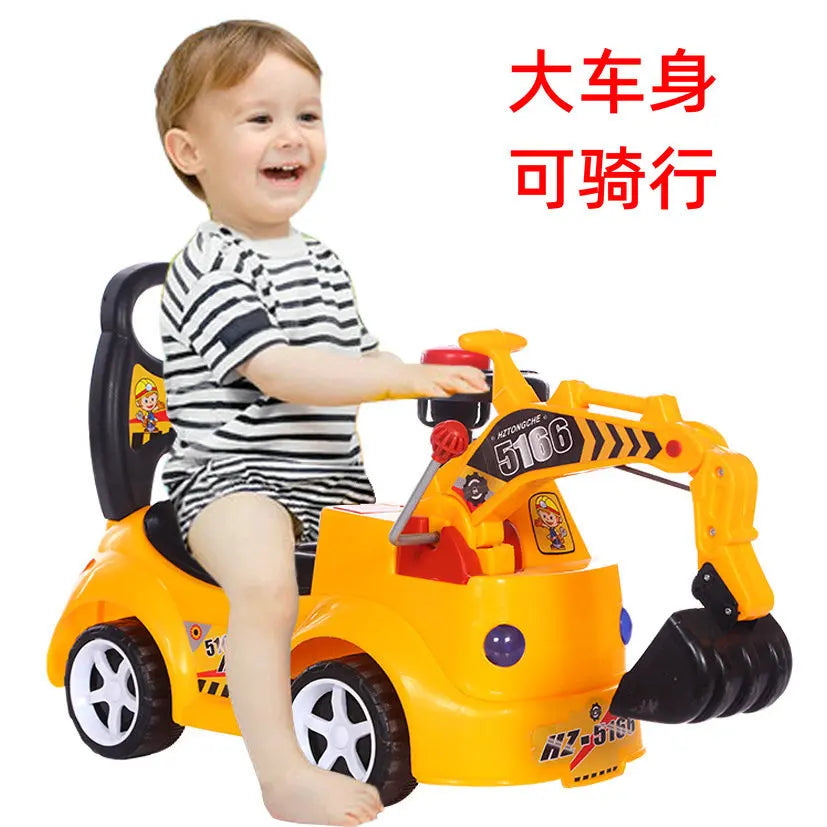 twisting car excavator can sit and ride baby large toy music engineering car excavator   ride on toys for kids 2 to 4 years old