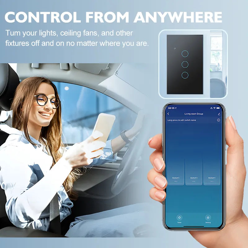 مفتاح إضاءة ذكي من Aubess يعمل بالواي فاي في الولايات المتحدة الأمريكية، يحتاج إلى سلك محايد، 1/2/3/4 عصابة، مفتاح إضاءة Tuya Smart Life، يدعم التحكم في تطبيق Alexa وGoogle Home