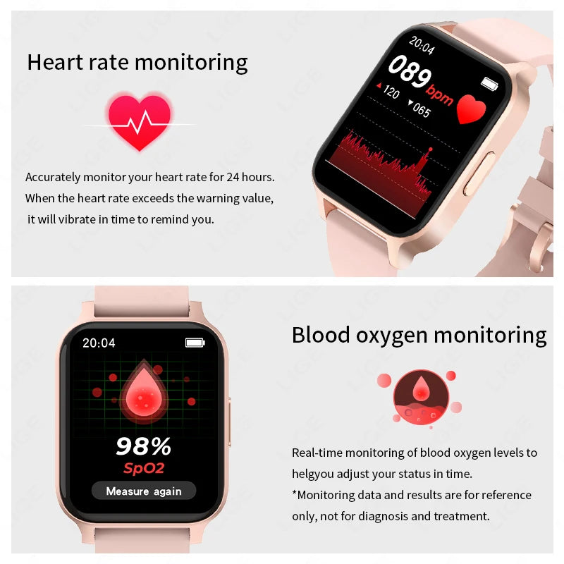 LIGE 2023 Smart Watch Ladies Sport Fitness Bracelet Bluetooth Call Waterproof Heart Rate Blood Pressure Tracker Smartwatch Woman