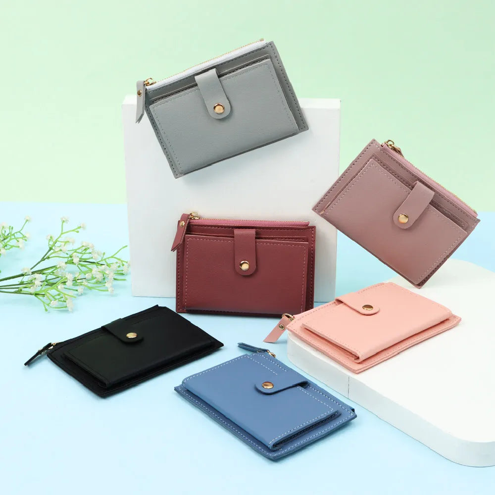 Cute Fashion PU Leather Mini Coin Purse Women Solid Color Credit Card Holder Bags Small Wallet Money Bag Purse Card Holder