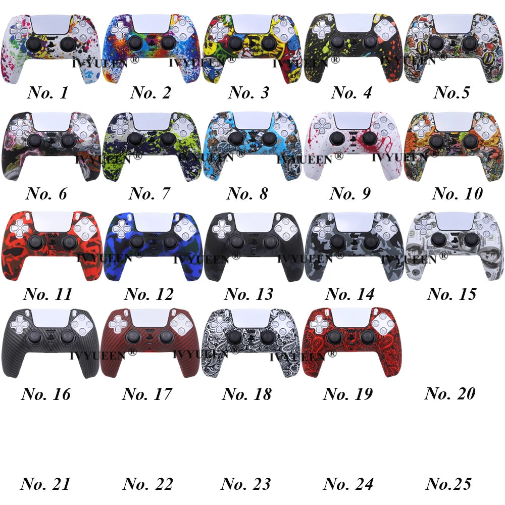 IVYUEEN Water Transfer Printing Silicone Case for PlayStation 5 PS5 Controller Protection Skin for DualSense Gamepad Cover Grips