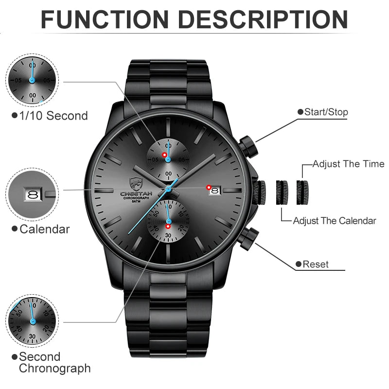 Watches for Men Warterproof Sports Mens Watch CHEETAH Top Brand Luxury Clock Male Business Quartz Wristwatch Relogio Masculino