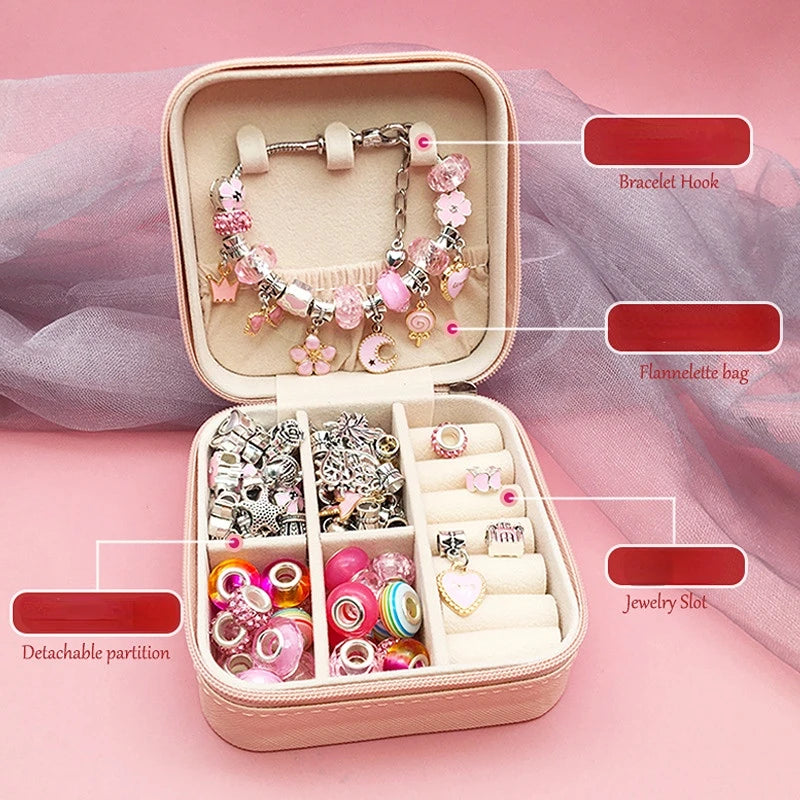 DIY Beaded Bracelet Set with Storage Box Christmas Gift Acrylic Large Hole Beads Girls Bracelet  Diy Handmade Jewelry Making Kit