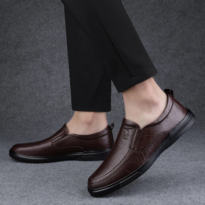 Leather cowhide rubber thick soled handmade cold sticky Shoes Loafers comfortable and breathable