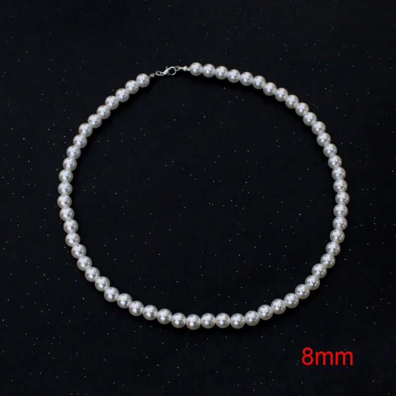 Classic Elegant White Pearl Chokers Necklace For Women Men Wedding Banquet Necklaces Vintage Beads Handmade Jewelry Party Gift