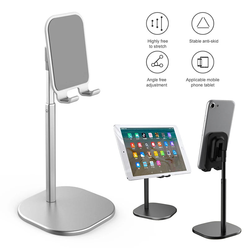 Desktop Phone Holder Tablet Stand For Ipad Phones Universal Bracket Telescopic Adjustable Height Angle Metal Live Support