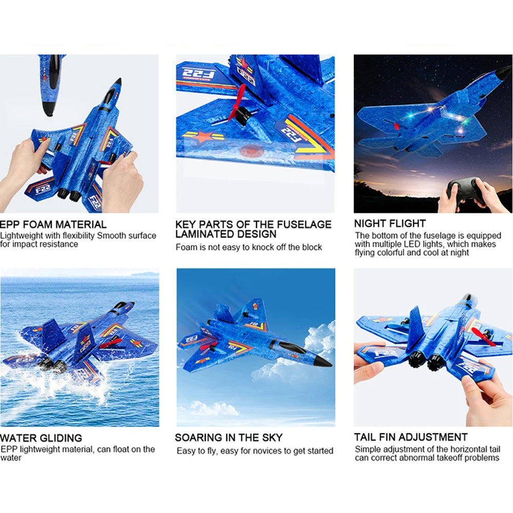 RC Plane F22 Camouflage Gray Glider 2.4G Remote Radio Control Airplanes SU-35 EPP Foam Aircraft SU-57 Toys for Children