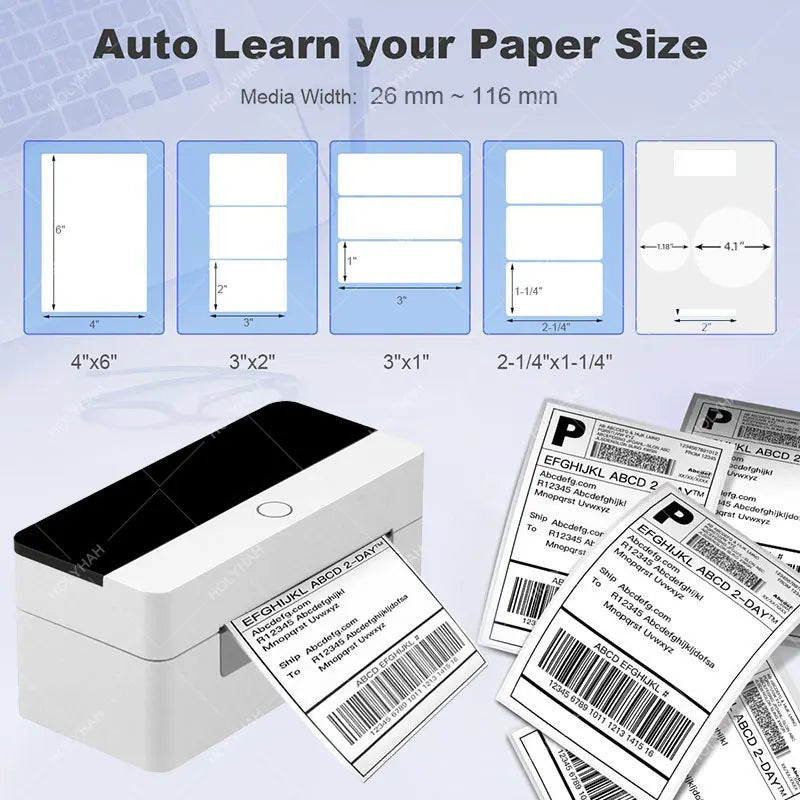 Shipping Label Printer Address Thermal Label Printer 4X6 Barcode Printer USB Bluetooth WIFI High Speed Label Maker