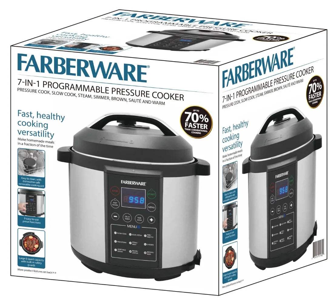 Farberware Programmable Digital Pressure Cooker, 6 Quart Electric Pressure Cookers