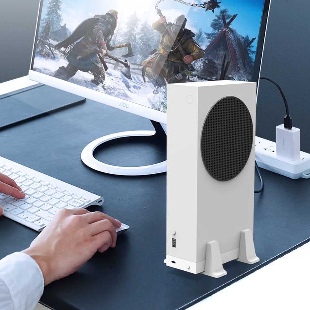 for Xbox Series S Cooling Fan Console Vertical Stand Holder External Cooler 2 USB Ports Fans 3 Speeds for Xbox Series S Console