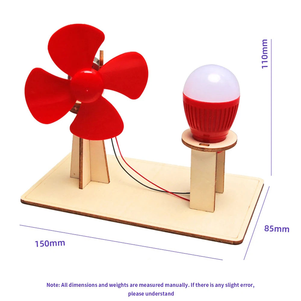 Children Montessori Toys DIY Wooden Wind Generator Model Funny Science Technology Physics Kit Learning Educational Toys for Kids