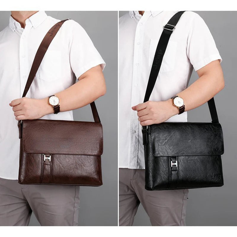 Men'S Briefcase PU Leather Ipad A4 Document Shoulder Executive Work Business Work Messenger Crossbody Side Male Designer Bag