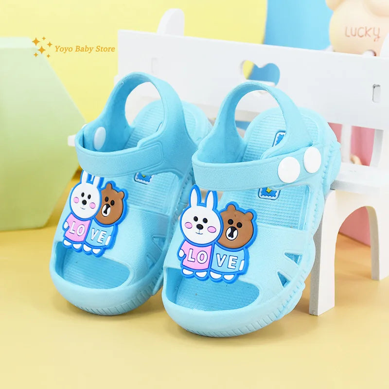 Baby Sandals Flat Heels Solid Summer Baby Shoes Sandals Kids Baby Boys Girls Cartoon Slippers Children's Garden Shoes