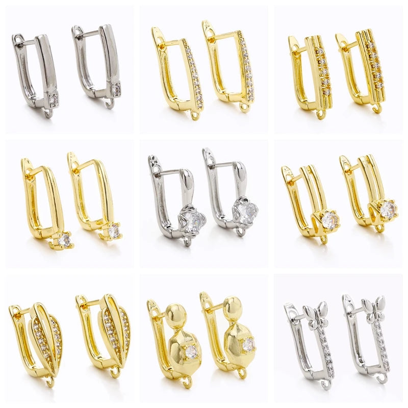 DIY Earring Findings,18K Gold Plated Shvenzy Square Earwire Fastener,Nature Shell Earring Hooks Clasps Fittings Wholesale