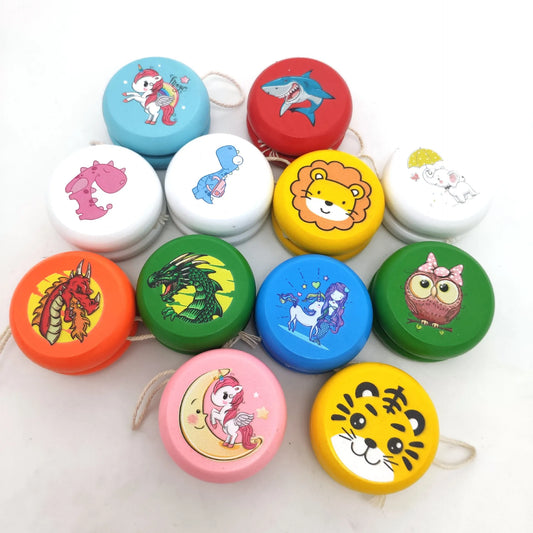 23 Style Cute Animal Prints Wooden Yoyo Toys Ladybug Toys Kids Yo-Yo Creative Yo Yo Toys for Children 5cm Wooden Yo Yo Ball