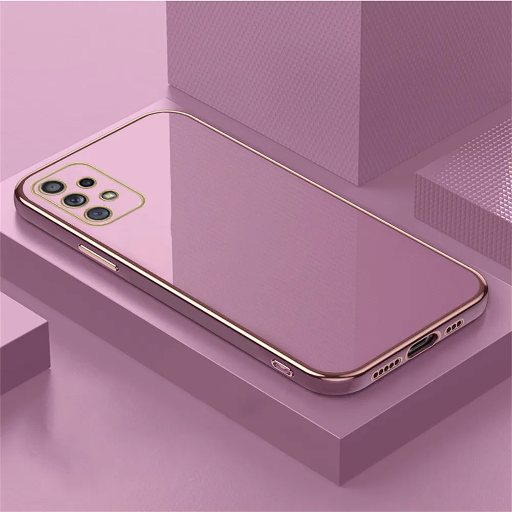 Glossy Plated Phone Case For Samsung Galaxy A52 A52s A72 A22 A53 A73 A33 A23 A32 4G 5G A51 A71 M32 Case Cover Silicone Protector