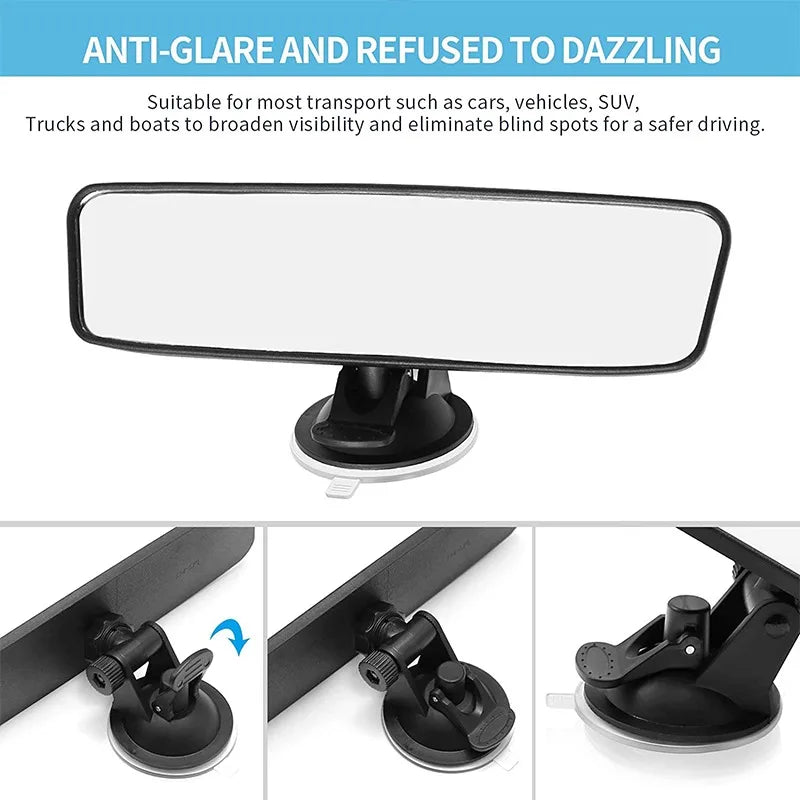 Car Rear View Mirror Adjustable 360 Panoramic Vehicle Car Rearview Parts with Suction Cup Car Decor Auto Interior Accessories