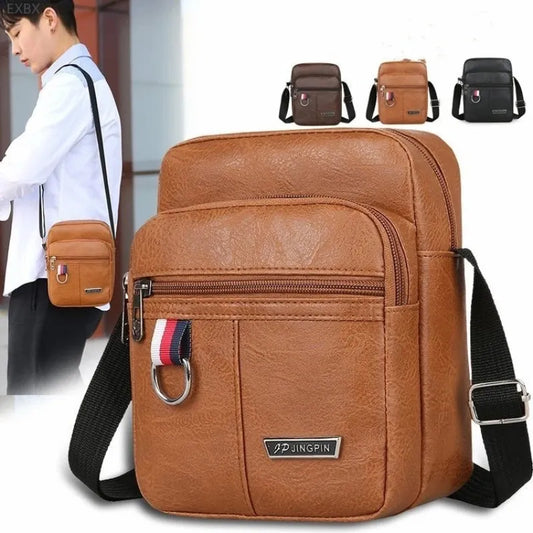 Men's Messenger Bag Crossbody Shoulder Bags PU Leather Men Travel Sling Bag Large Capacity Business Messenger Bag for Male