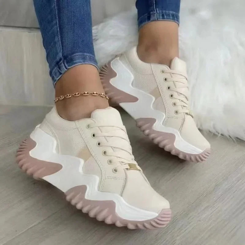 2024 Platform Casual Sport Shoe Women  Lace Up Chunky Sneaker Wedge Non Slip Woman Vulcanize Shoes Zapatos Mujer Plus Size 35-43