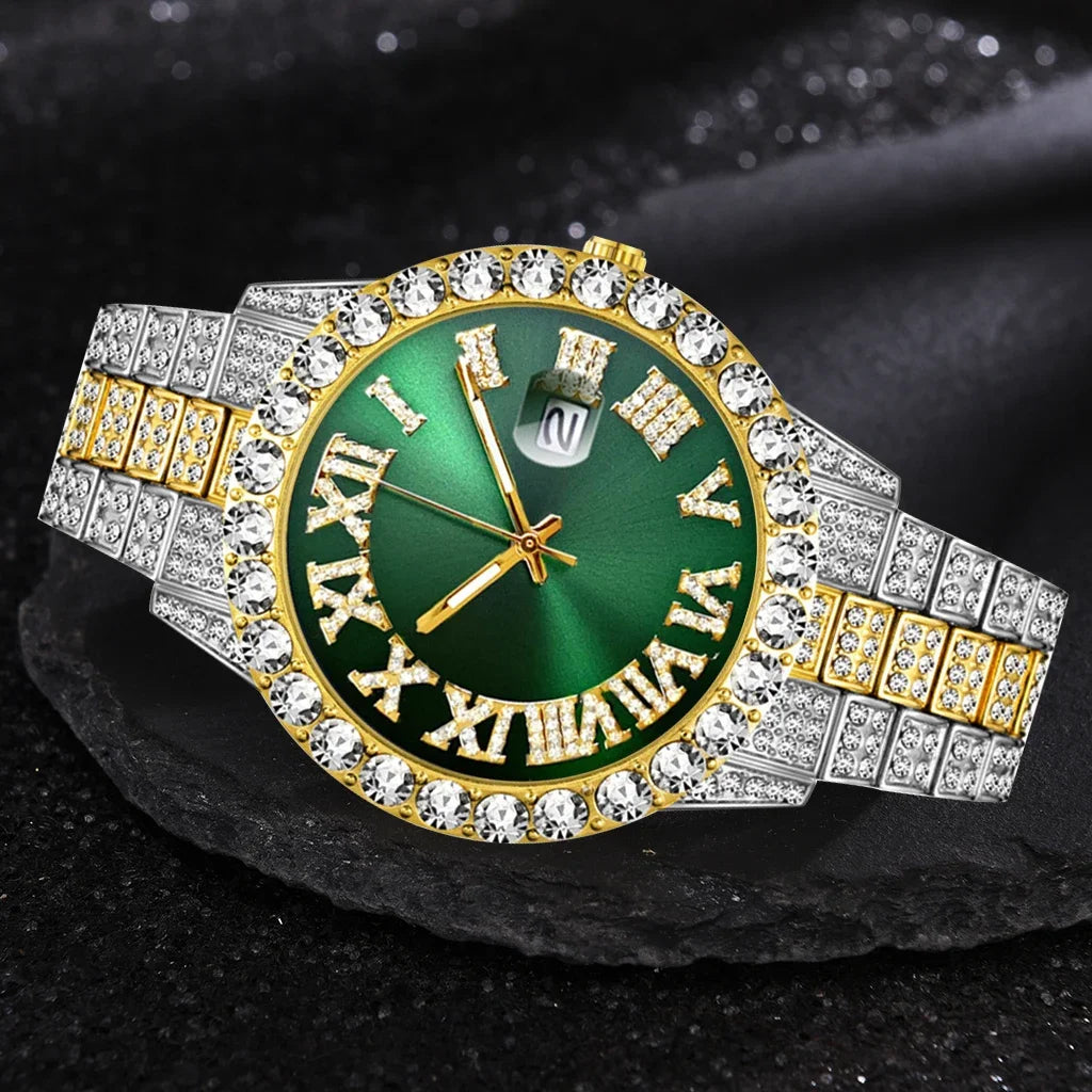 Iced Out Watch Men Luxury Brand Full Diamond Mens Watches AAA CZ Quartz Men's Watch Waterproof Hip Hop Male Clock Gift for Men