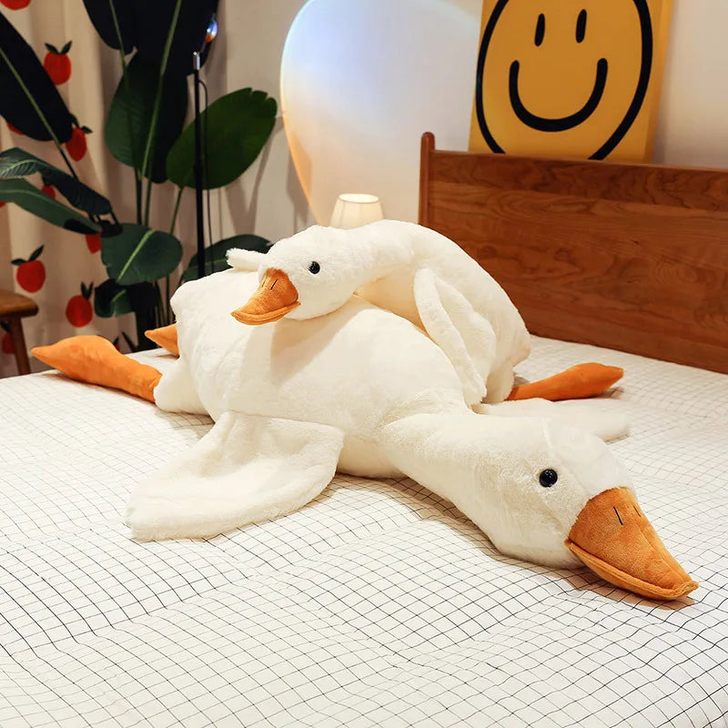 50-190cm Cute Big White Goose Plush Toy Kawaii Huge Duck Sleep Pillow Cushion Soft Stuffed Animal Doll Birthday Gift for Girl