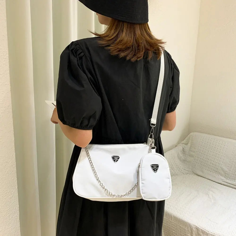 Woman Female Fashion Causal Handbag Set Crossbody Bags Shoulder Handbags 2in1 Sling Bag Trend Hand Bag For Travel Shopping