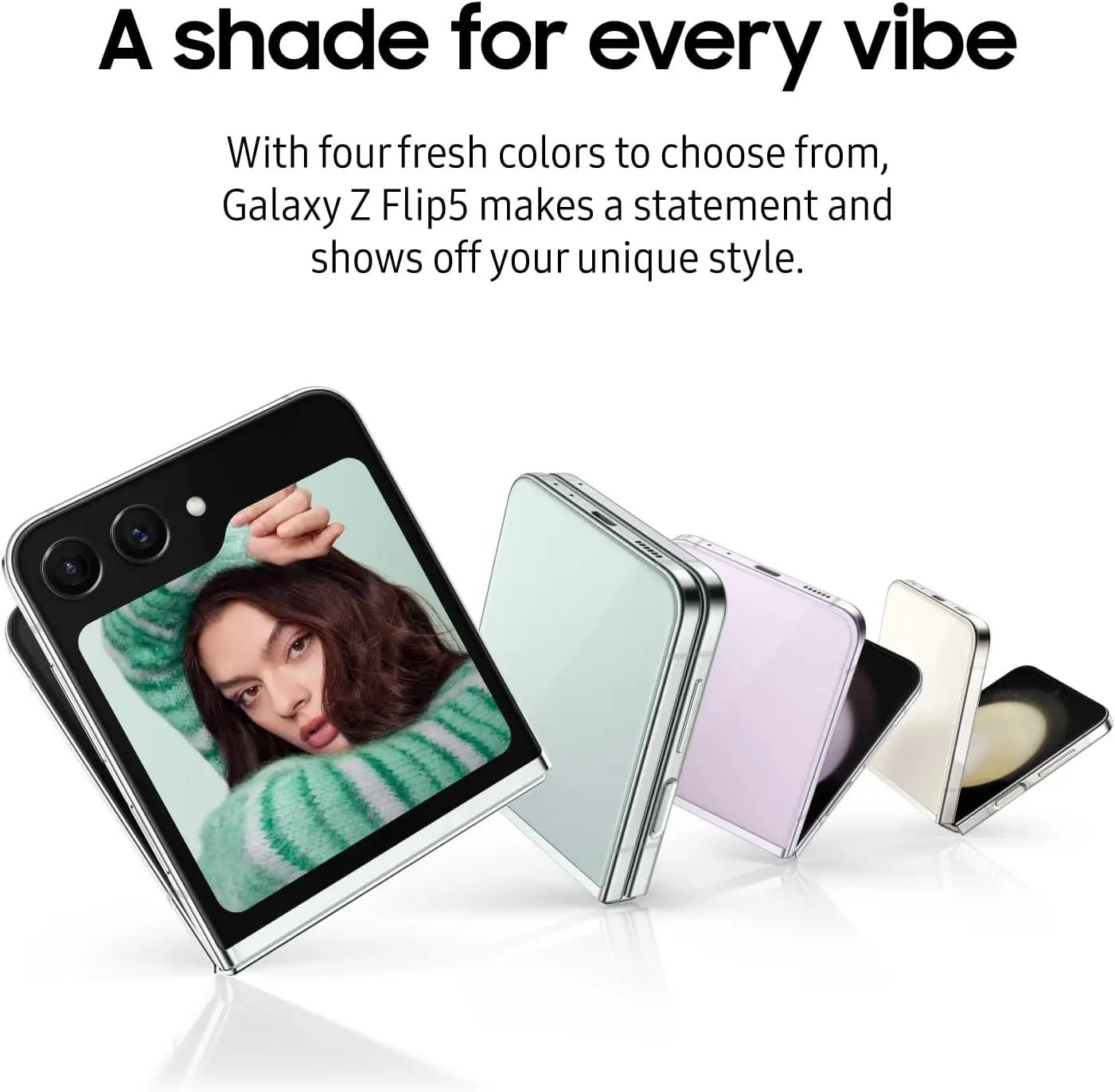 هاتف Samsung Galaxy Z Flip 5 5G الجديد بشاشة 6.7 بوصة 120 هرتز قابلة للطي Dynamic AMOLED 2X ومعالج Snapdragon 8 Gen 2 ونظام Android 13 لساعة Galaxy Watch 6