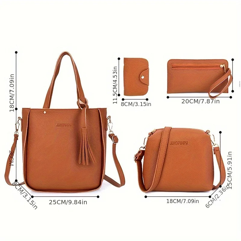 Woman Bag New Fashion Four-Piece Shoulder Bag Set Messenger Bag Wallet Handbag Bolsa Feminina Luxury Girls Messenger Bag