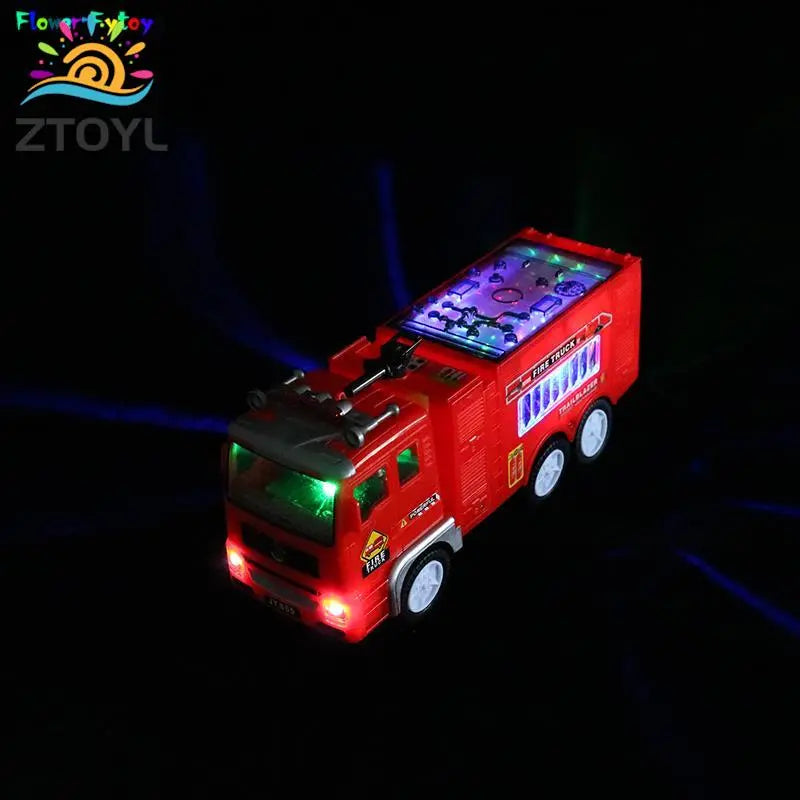 Electric Fire Truck Kids Toy With Bright Flashing 4D Lights Real Siren Sounds Bump And Go Firetruck Fire Engine Toy For Boys