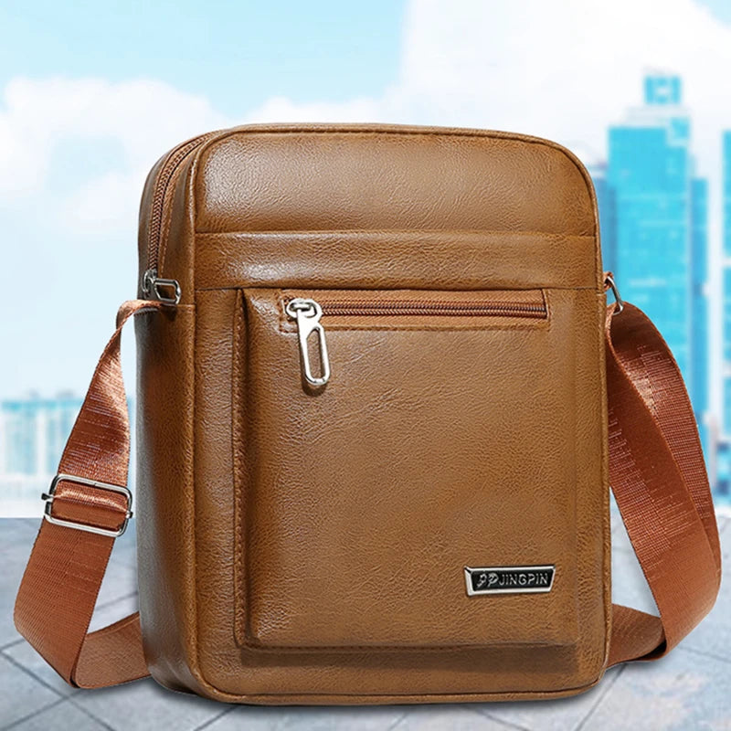 Men's Crossbody Bag Vintage Fashion Casual PU Business Large Capacity Handbag Practical and Durable Male's Shoulder Bags