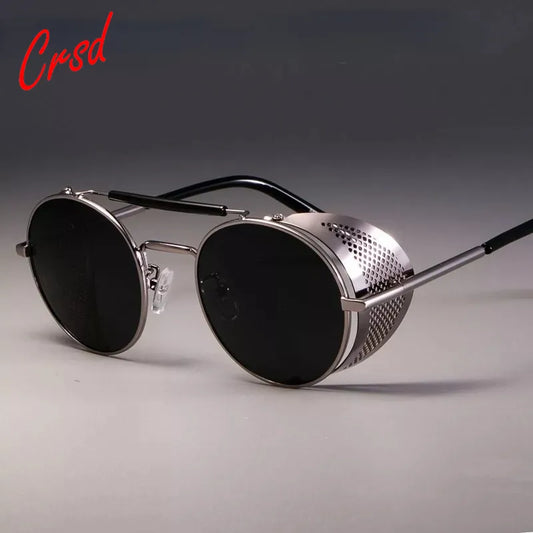 Steampunk Sunglasses for Men Punk Retro Round Metal Sun Glasses Women Luxury Brand Designer Windshield Shades Eyewear UV400