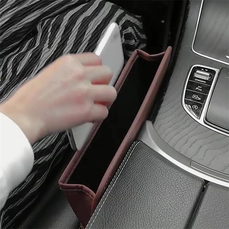 منظم فجوات لوحة القيادة الجانبية للسيارة من الجلد الصناعي لملء المقعد الأمامي للهواتف المحمولة والمفاتيح والأشياء الصغيرة والأدوات الداخلية للسيارات