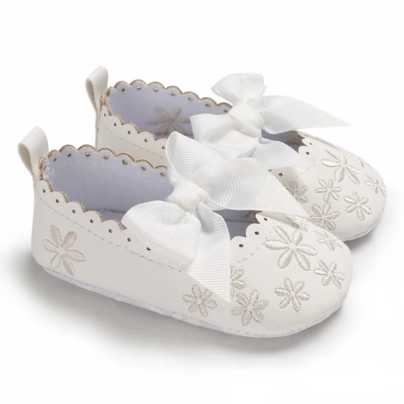 New Baby Shoes First Walkers Baby Girls Knitted Print PU Soft Sole Princess Shoes 0-18M Toddler Shoes Casual Fashion