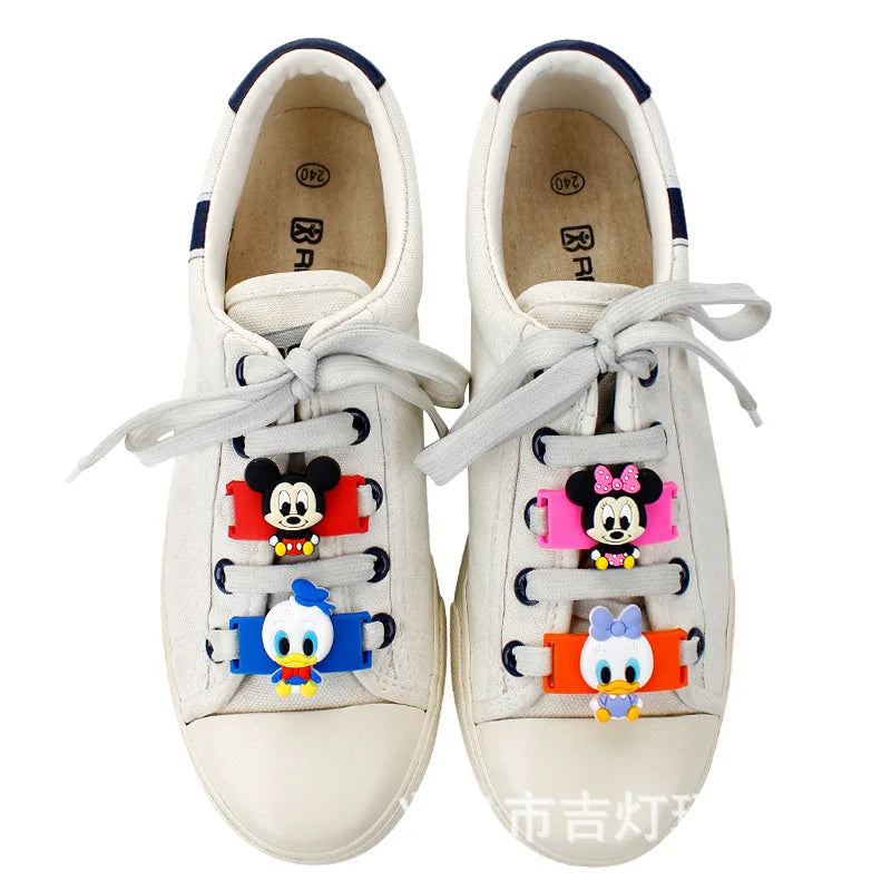 Disney Anime Figures Mickey Olaf Small White Shoes Shoelace Charms for Sneakers Shoes Cute Student Detachable Children's Gift