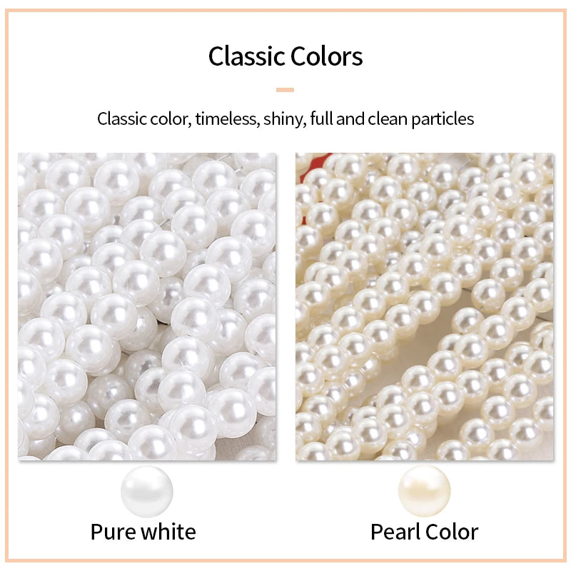 3/4/5/6/8/10mm White Pearl Beads With Hole Loose Faux Round Pearls For Jewelry Making Diy Craft Earring Necklace And Vase Filler