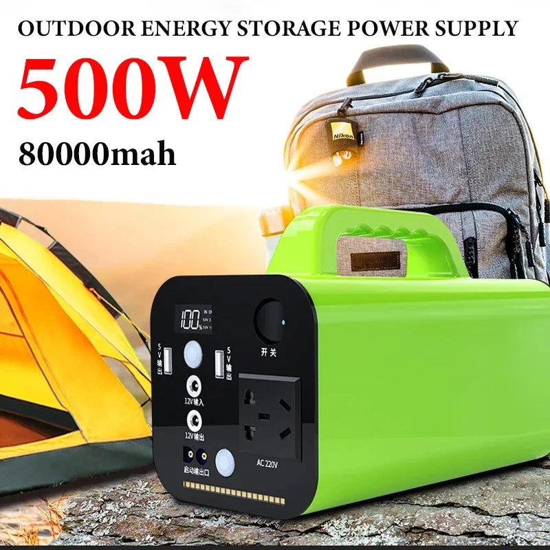 NewPortable Power Station 80000mAh 500W Generator Battery Outdoor Camping Charger Emergency Power Supply Power Bank AC DC Output