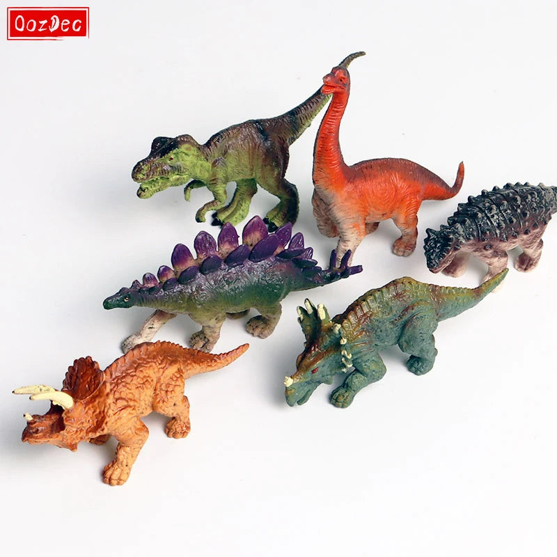 OozDec Mini Jurassic Stegosaurus Tyrannosaurus Solid PVC Dinosaur World Animal Figurines Action Figures Collection Toy For Kids