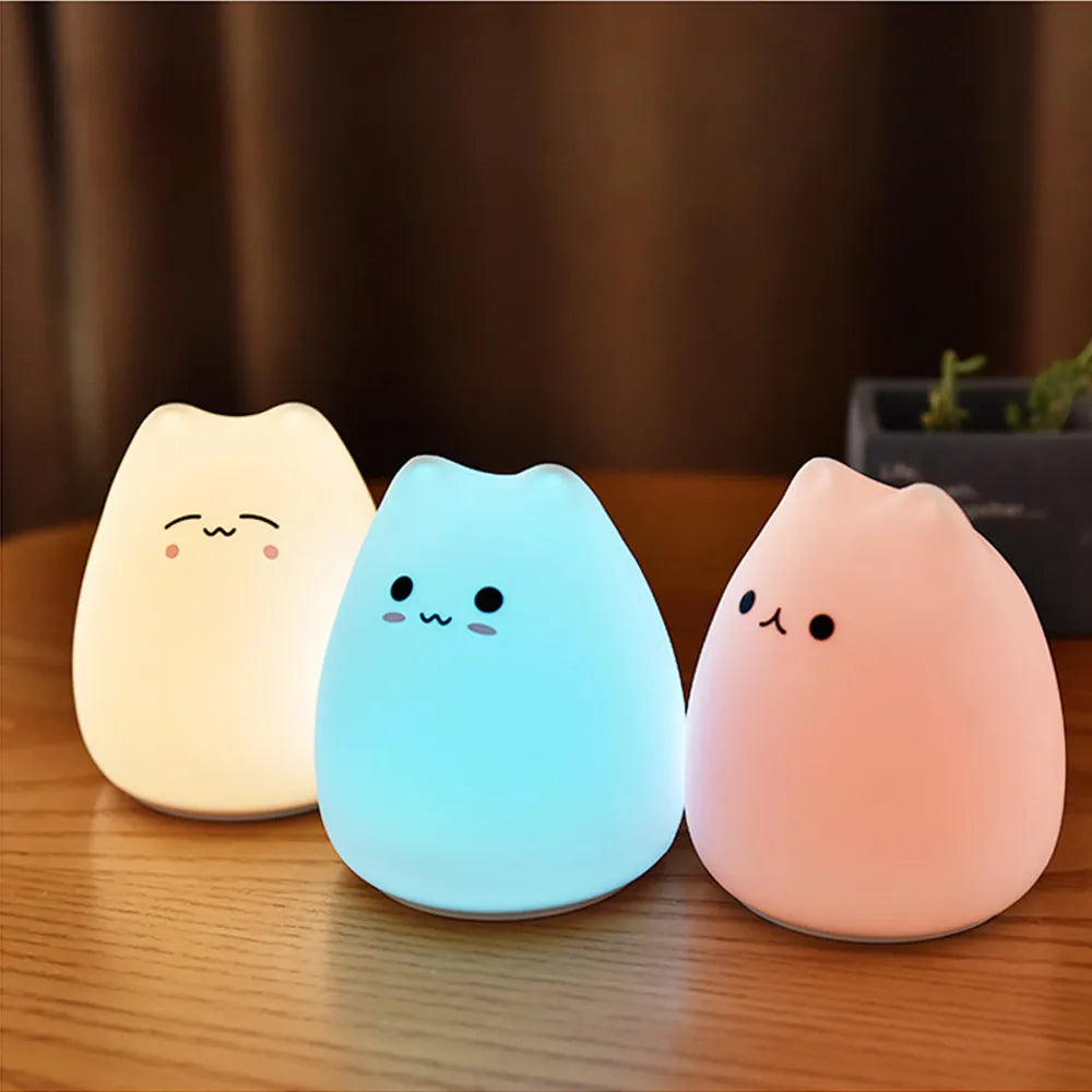 New LED Night Lamp Decorate Desk Light Battery Dream Cute Cat Colourful Holiday Creative Sleepping Bulb for Baby Bedroom Luminar