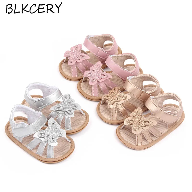 Infant Baby Girl Sandales Toddler Summer Shoes Newborn Bebes Soft Rubber Sole Footwear for 1 Year Cute Butterfly Sandalen Gifts