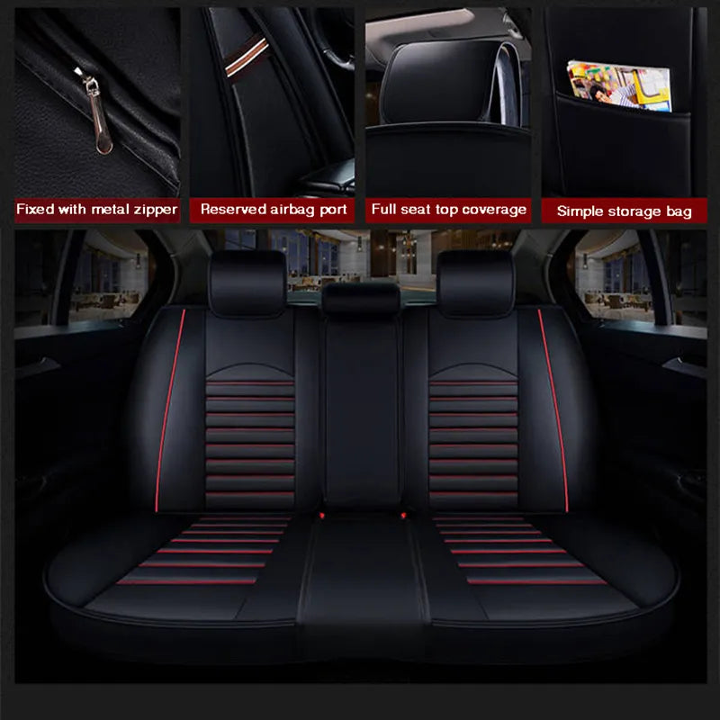 Luxury Quality Leather Car Seat Cover Comfortable  Four Seasons Universal Front/ Rear/ Full Set Cover Cushion Car Seat Protector