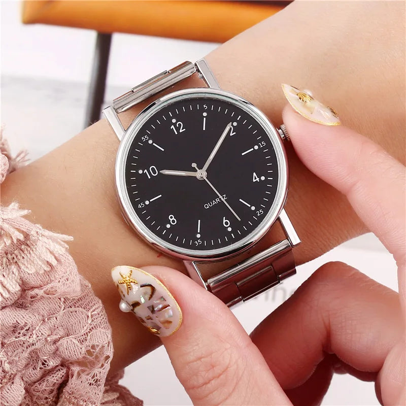 Ladies Quartz Watch Stainless Steel Luminous Dial Leisure Watch Fashionable Simple Quartz Wristwatch Reloj Mujer Montre Femmes