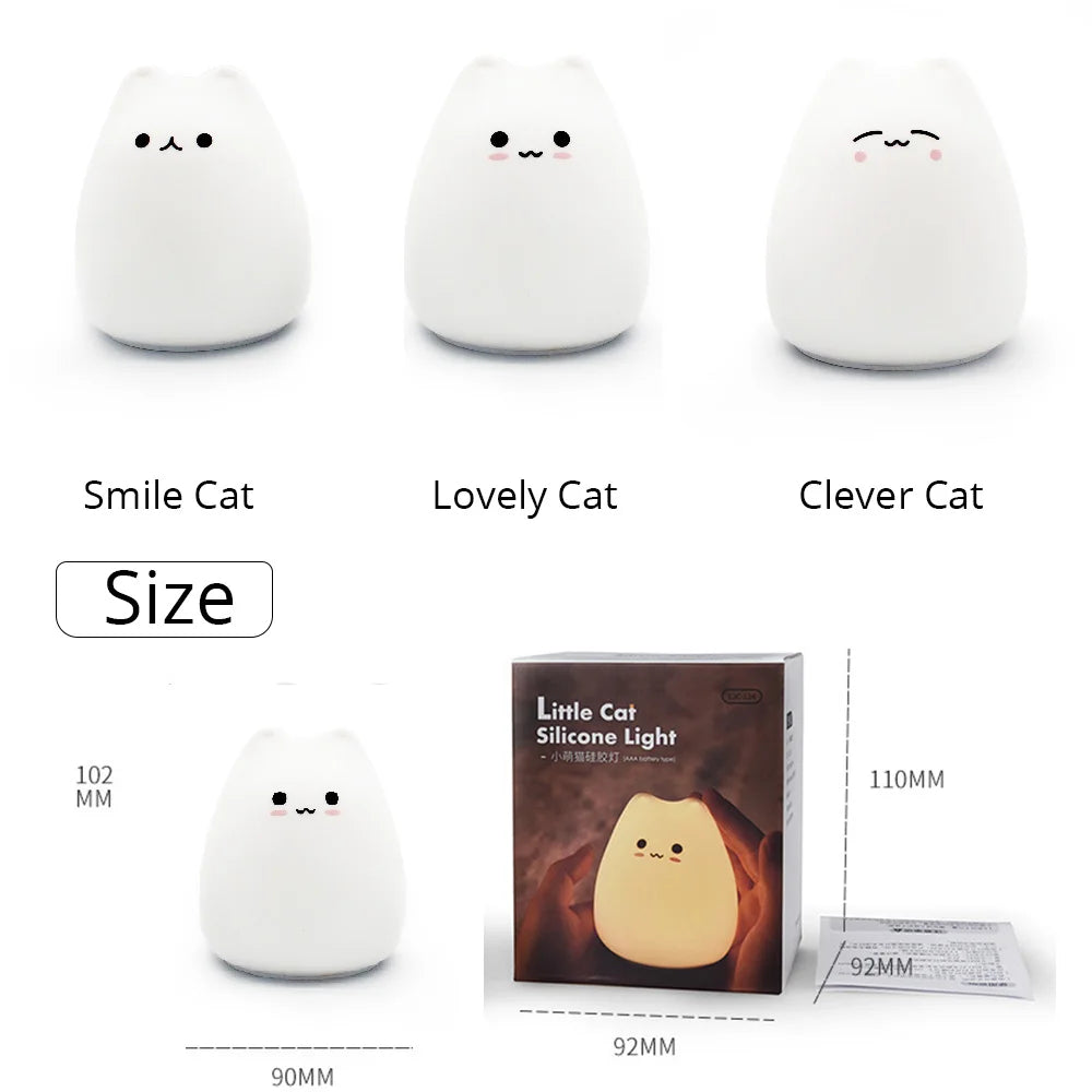 New LED Night Lamp Decorate Desk Light Battery Dream Cute Cat Colourful Holiday Creative Sleepping Bulb for Baby Bedroom Luminar