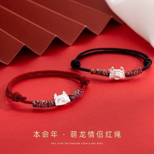 Hand Braided Dragon Shaped Dumpling Bracelet Bangle Women Men Black Lucky Hand Rope Best Friends Lovers' Gift Bracelet Accessory