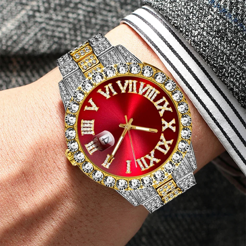 Iced Out Watch Men Luxury Brand Full Diamond Mens Watches AAA CZ Quartz Men's Watch Waterproof Hip Hop Male Clock Gift for Men